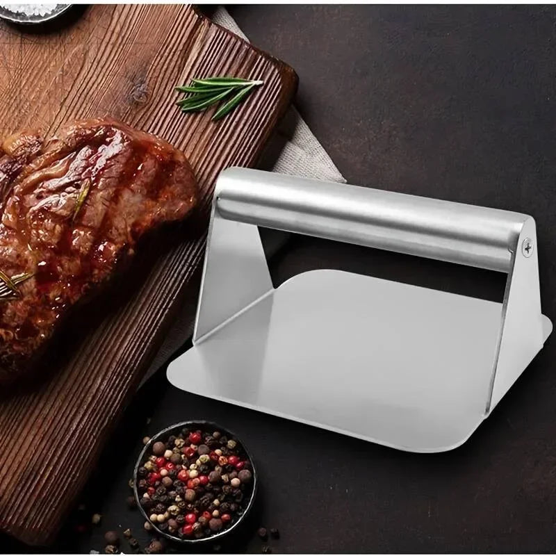 Heavy Duty Stainless Steel Smash Burger Press – BBQ Patty Smasher & Meat Press Tool - 10cm
