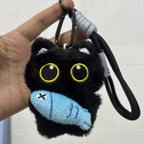1pc Cute Black Cat Plush Keychain Kawaii Doll Bag Pendant Car Key Ring Charm Soft Stuffed Toy Couple Gift for Women Friends