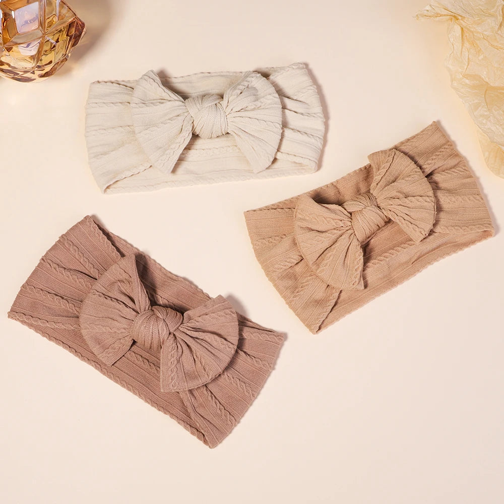 3PCS Cable Knit Elastic Baby Girl Headbands Set