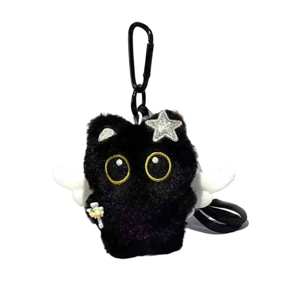 Cute Cartoon Black Cat Plush Keychain Kawaii Bag Charm