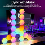 RGB Smart Hexagonal Wall Lamp Color Changing Ambient Night Light DIY Shape Music Rhythm APP For Game Room Bedroom Intelligent
