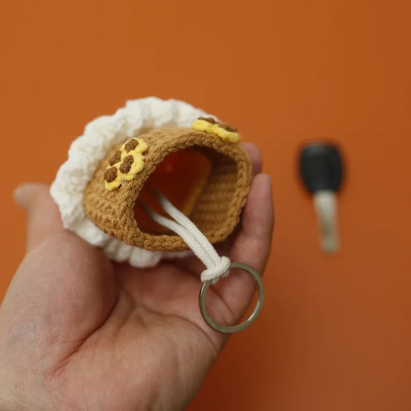 Cartoon Dog Key Case Handwoven Key Organizer Pouch