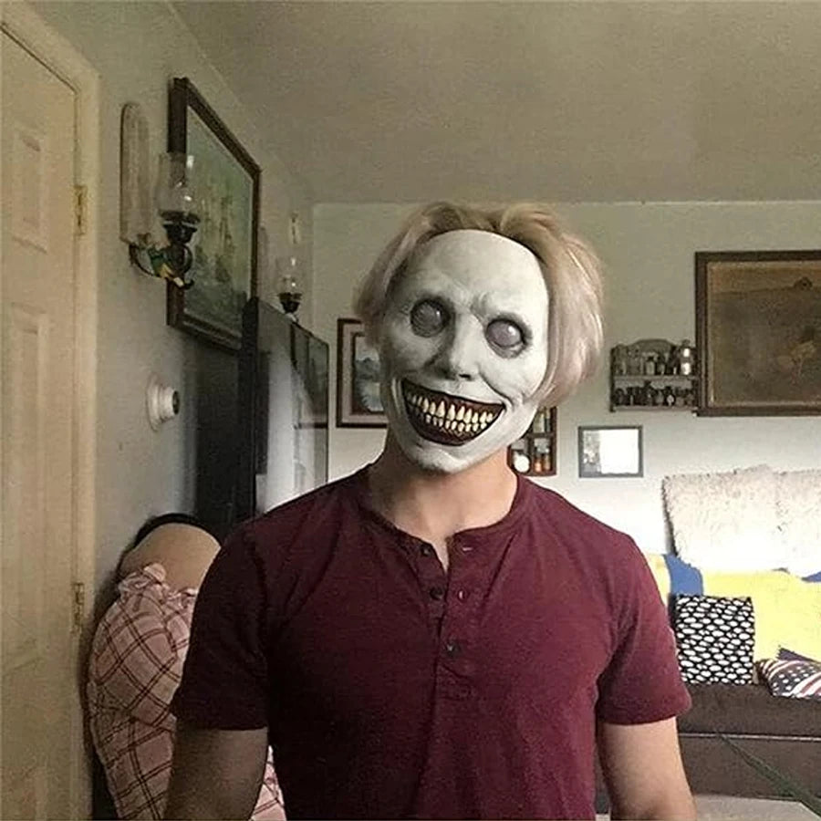 Scary Mask Halloween Horror Mask Scariest Creepy White Mask With Eye, Evil Role-playing Props, Party Props