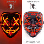 Wireless Neon LED Purge Mask Glow in The Dark Cosplay Horror Mask Halloween Masquerade Party Masks Glowing Funny Dress Up