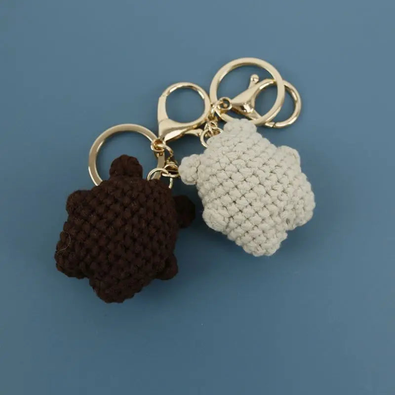 Cute Bear Couple Crochet Keychain Set Mini Animal Doll Charm