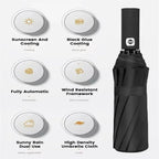 12 Bone Black Glue Fully Automatic Umbrella With Thick And Durable Keel Three Fold Umbrella UV Resistant Folding Umbrella
