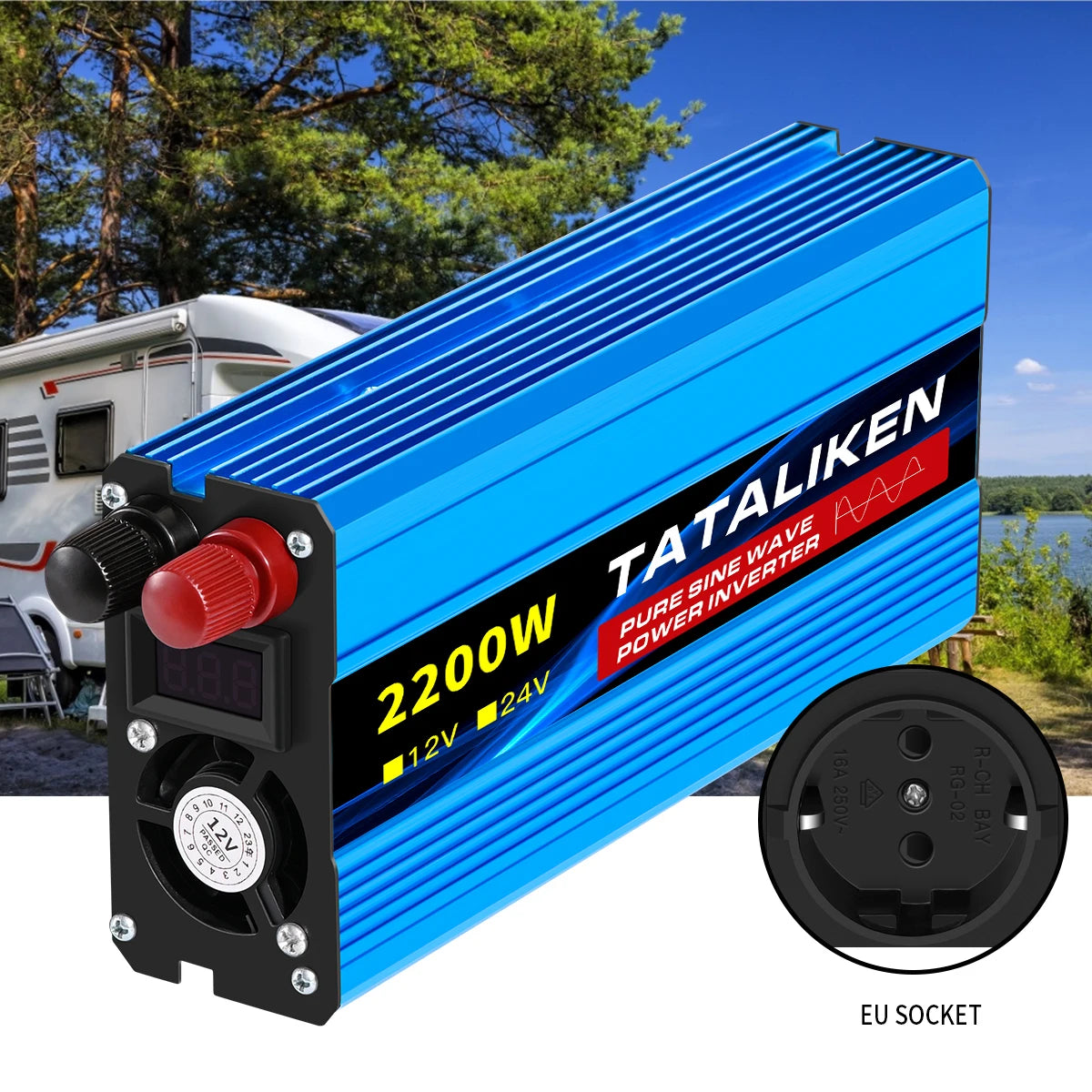 3000W DC 12V to AC 220V 50hz Pure Sine Wave Inverter Power Inverter Charger  Adapter Universal Socket