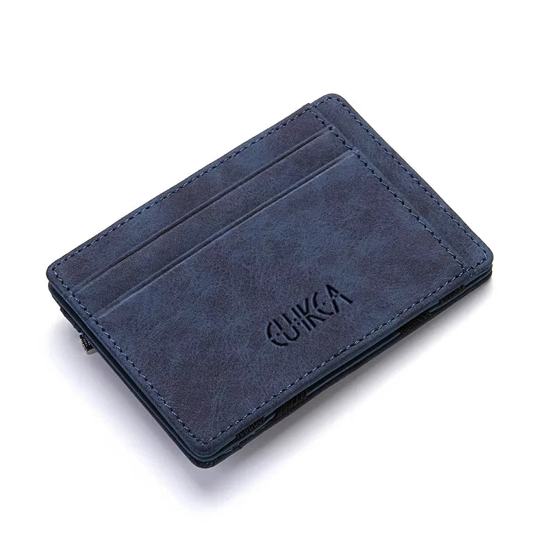 Quality PU Leather Mini Men Card Holder Wallets Zipper Coin Pocket Slim Magic Male Wallet Credit Bank Card Case Small Man Purses