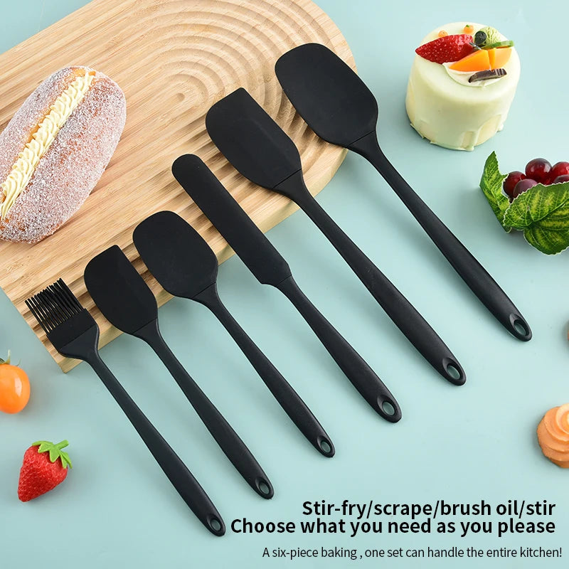 6-Piece Silicone Kitchenware Set with Spatulas and Oil Brush Kit