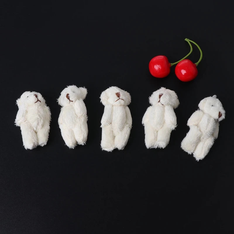 5PCS Plush Stuffed Bear Ornament Lovely Plush for Key Chain Bag Decor Handbag Accessories for Key Ring Girl Gift Women F