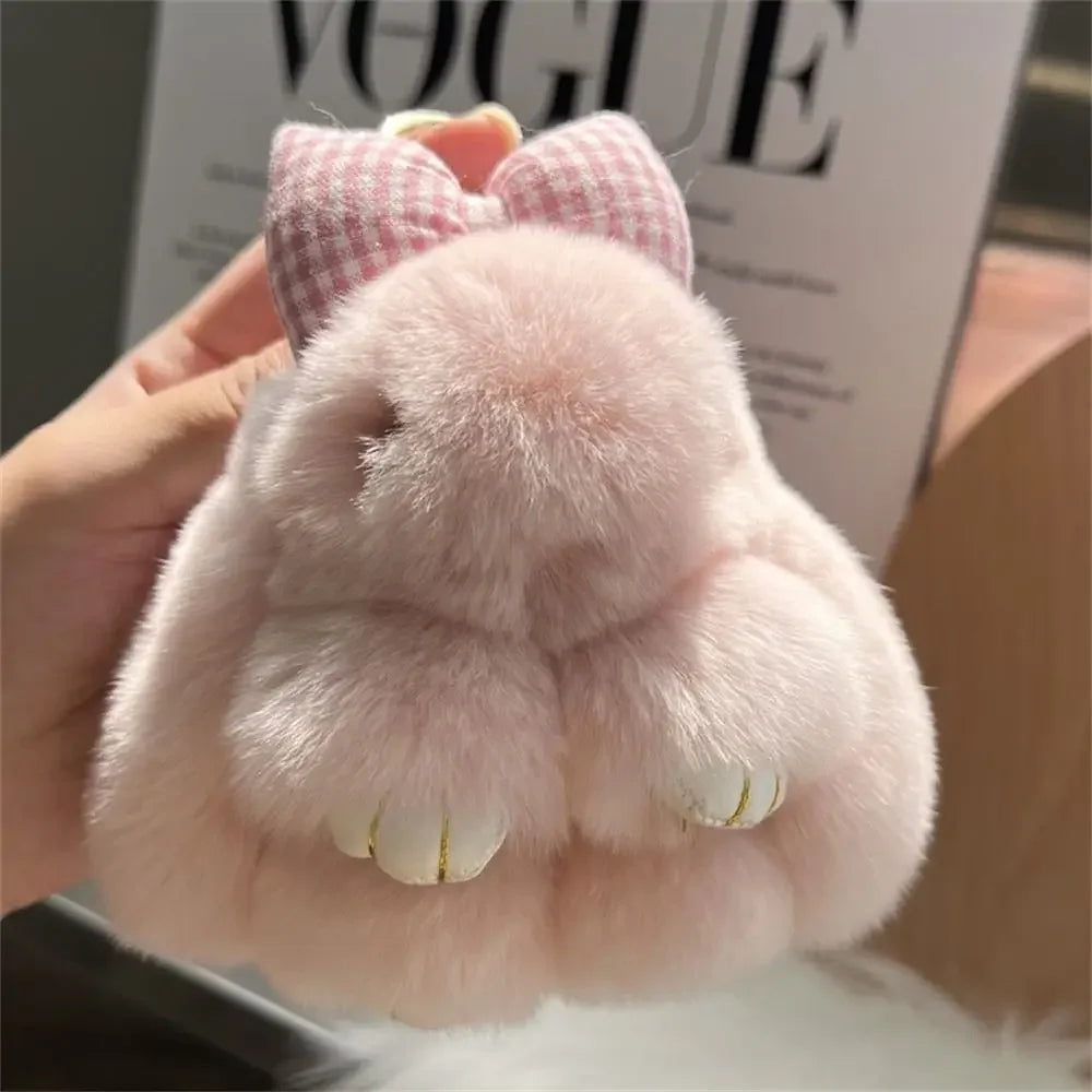 Cute Rabbit Bow Plush Keychain Bag Charm Gift for Girls and Women