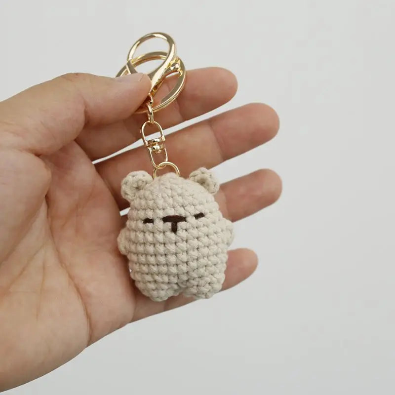 Cute Bear Couple Crochet Keychain Matching Animal Charm