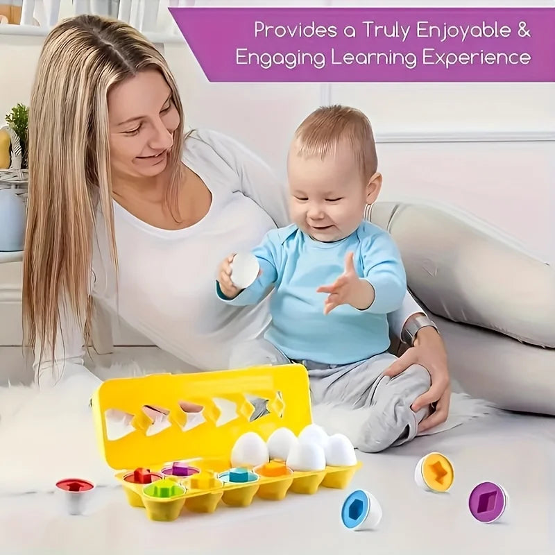 Color & Shape Matching Egg Toy Set – Montessori Learning Puzzle