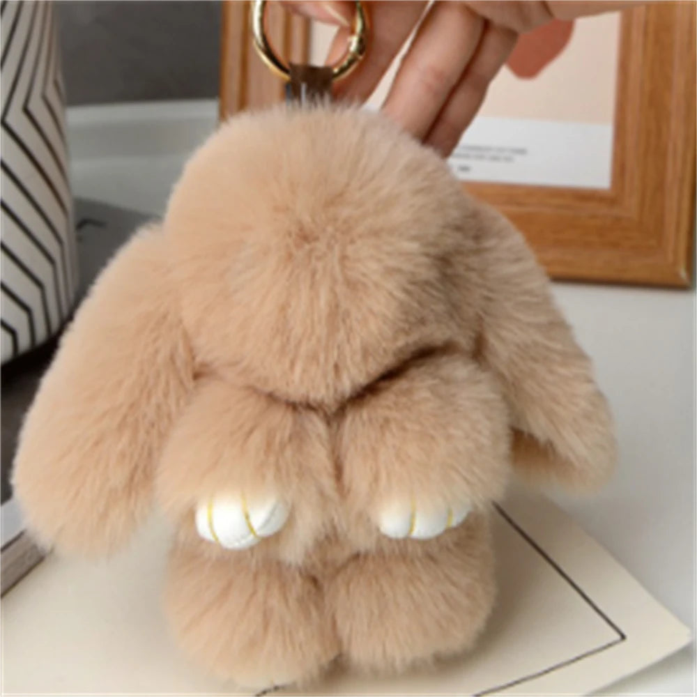 Soft Rabbit Fur Keychain Bag Charm for Women Handbag Accessory