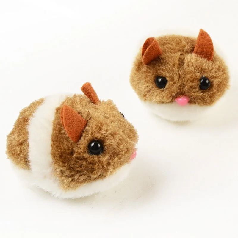 New Simulation Mechanical Mouse Toy Will Turn Around Run Away Plush Hamster Pet Kitten Safety Plush Mouse Interactive Toy Gift