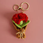 Crochet Flower Bouquet Keychain Handmade Floral Bag Charm