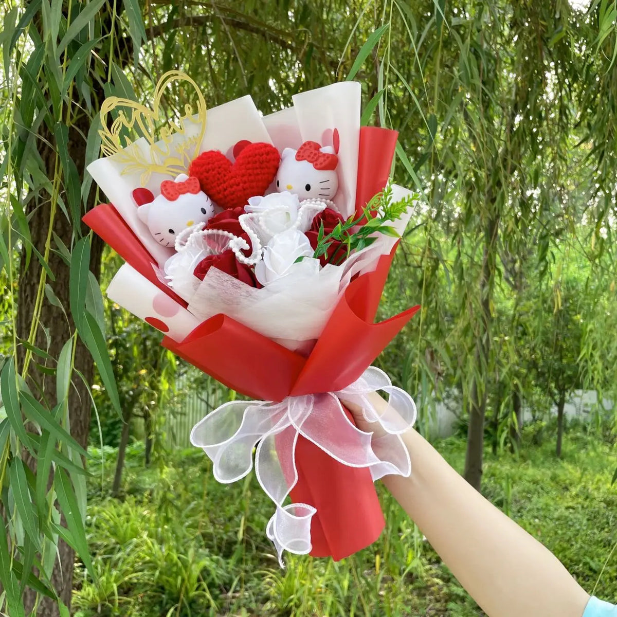 Cartoon Hello Kitty Plush Bouquet Plush Doll Toy Stuffedn Animals Christmas Valentine Graduation Birthday Gifts For Girls