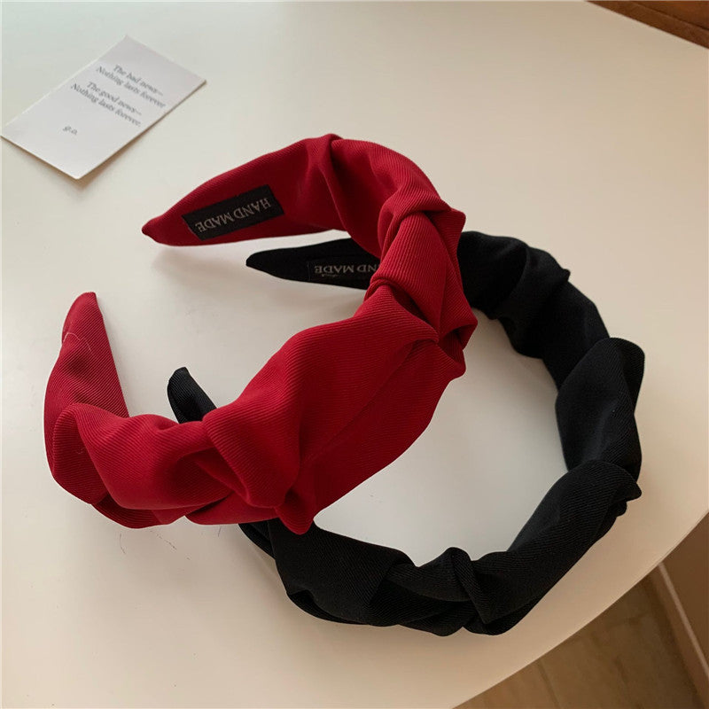 Korean Hair Accessories Solid Color Cotton Crumpled Women's Head Hoop Wide Bezel Makeup Hairbands for Ladies Headwear 2023 New