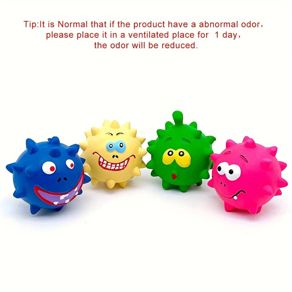 Ball Shaped Latex Puppy Dog Toy - Interactive Chew Toy for Small & Medium Dogs, Playtime & Mental Stimulation, Spiky Dog Ball