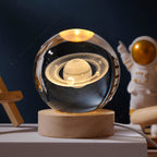 Unique 3D Crystal Ball Night Light Led Lamp Bedside Table Glowing Galaxy Lamp Saturn Planets Moon Birthday Gift Toy 5cm