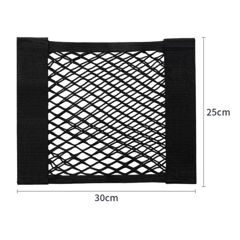 Car Storage Net Stretchable Mesh Pocket Net Magic Elastic Sticker Universal Rear Mesh Trunk Seat Bag Pocket Cage Auto Organizer