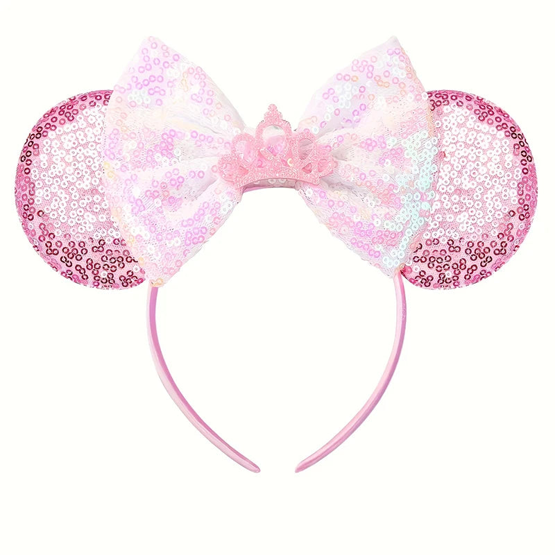 Cartoon Sequin Mouse Ears Headband with Bow