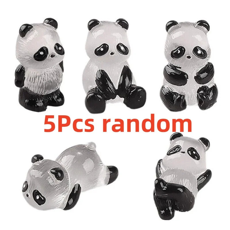 Mini Glowing in Dark Panda Toy DIY Handmade Resin Luminous  Home Ornaments Panda Decorate Micro Landscape Children's Gift