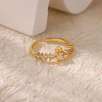 Stainless Steel Zircon Geometric Rings For Women Luxury Evil Eye Gold Color Adjustable Trendy Wedding Aesthetic Jewerly Gift