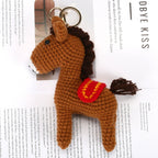 Handmade Crochet Horse Keychain Bag Charm Knitted Animal Pendant