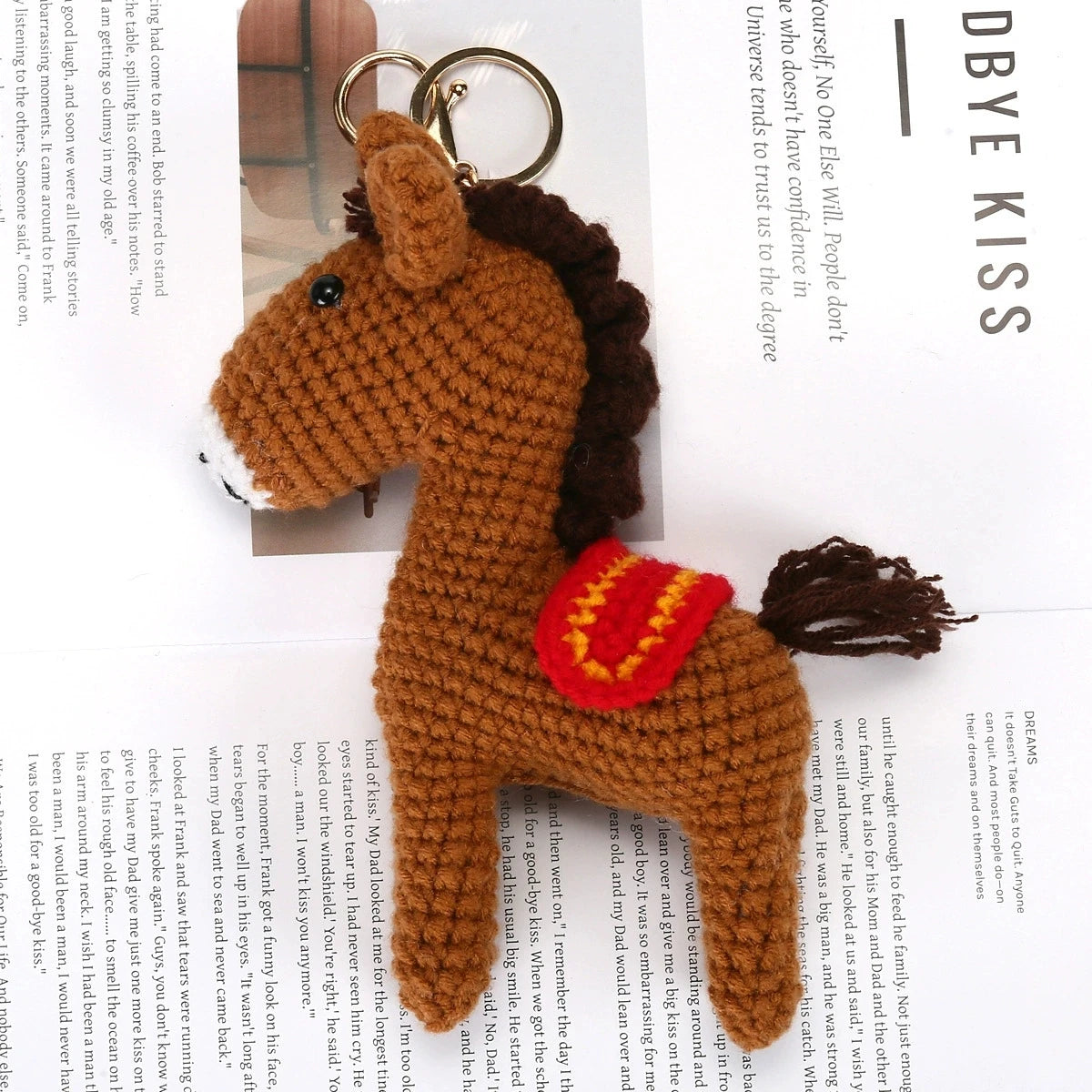 Handmade Crochet Horse Keychain Bag Charm Knitted Animal Pendant