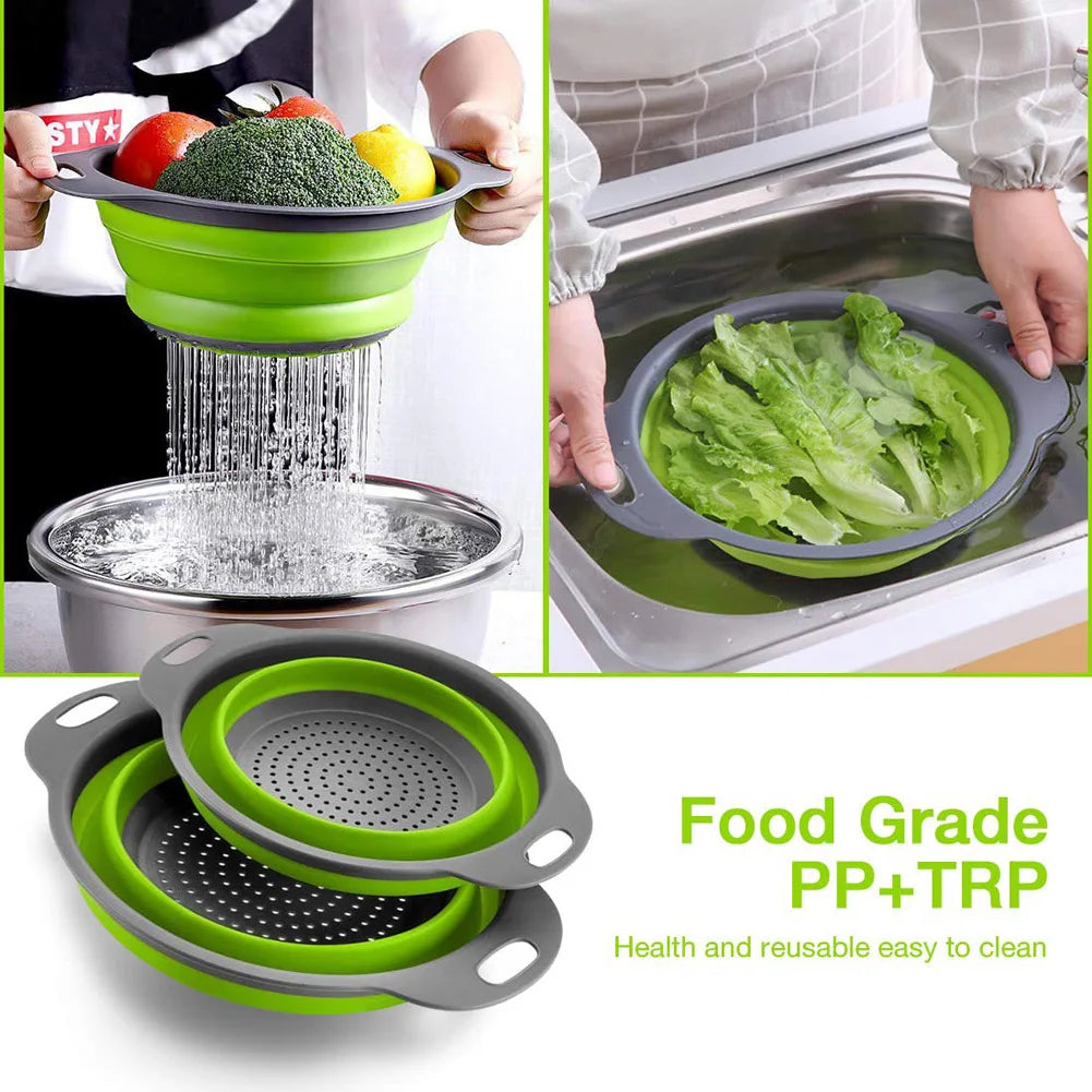 Foldable Silicone Vegetable Washing Basket – Fruit Cleaner & Food Drain Strainer