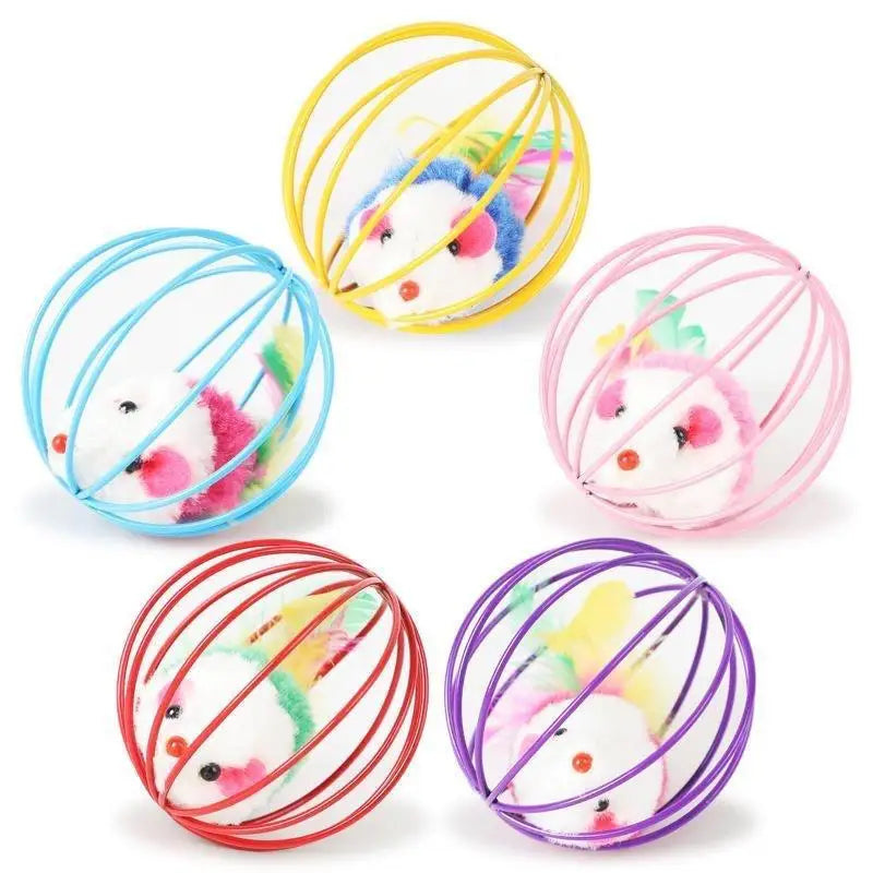 Interactive Colorful Mouse Cage Cat Toy for Indoor Active Play