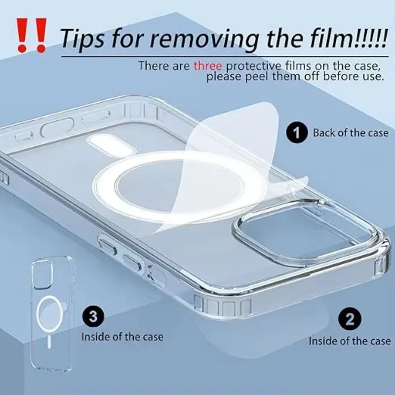 Magnetic Original Clear Case For iPhone 18 17 16 15 14 Plus13 12 Mini 11 Pro Max Funda For Magsafe Silicone Transparent Cover