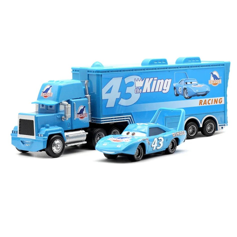 Disney Pixar Cars Toys Lightning McQueen Jackson Diecast Vehicle King Mike Uncle 1:43 Truck Trailer Model Toy Gifts