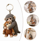 Funny Monkey Crochet Keychain Cute Backpack Charm