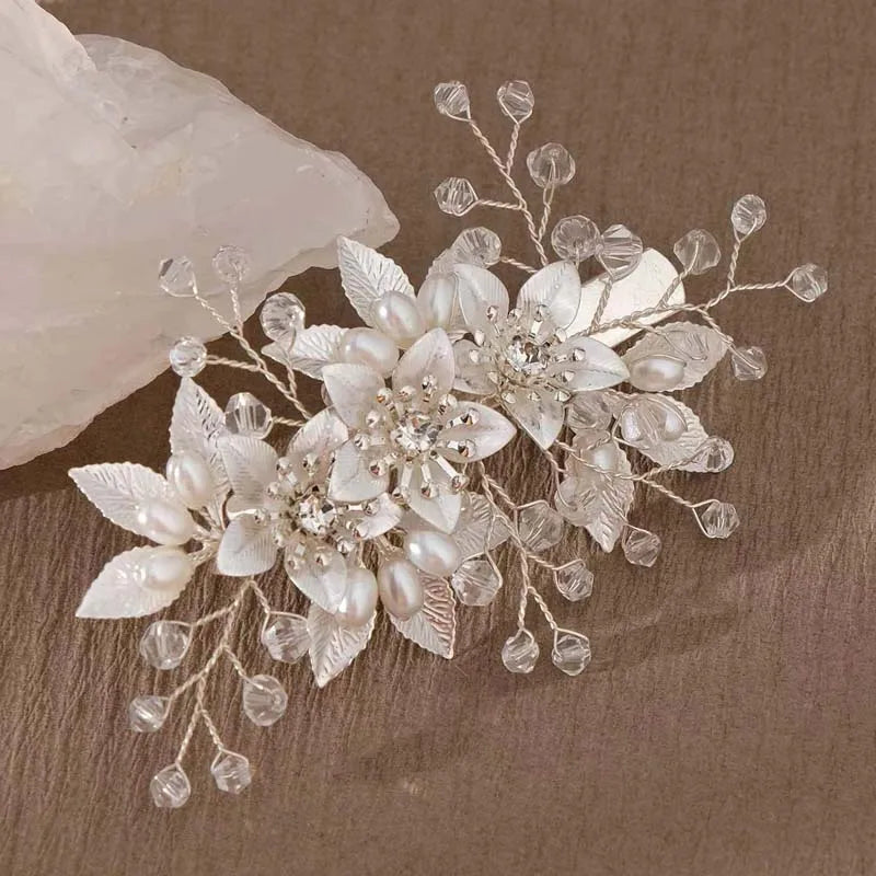Pearl Flower Bridal Hair Comb for Women