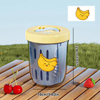 WORTHBUY Double Wall Salad Cup Portable Leak Proof Oat Container With Fork&Handle Drain Fruit Cup Cute Breakfast Cup For Student