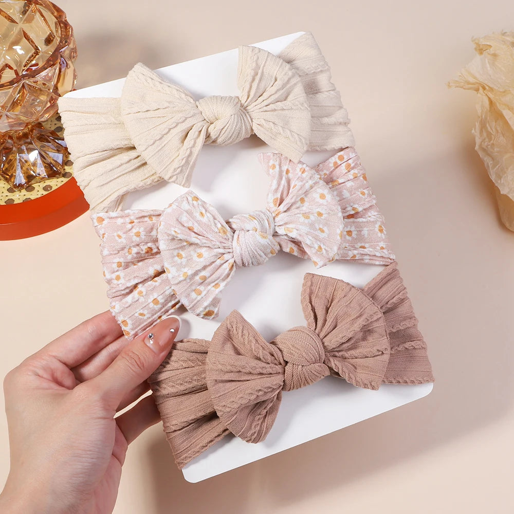 3PCS Cable Knit Elastic Baby Girl Headbands Set