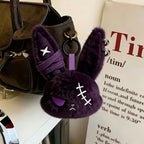 Gothic Bunny Plush Keychain RabbitBag Charm with Bandage Desian Kawaii Key Ring Pendant Car Bag Ornament Gift To