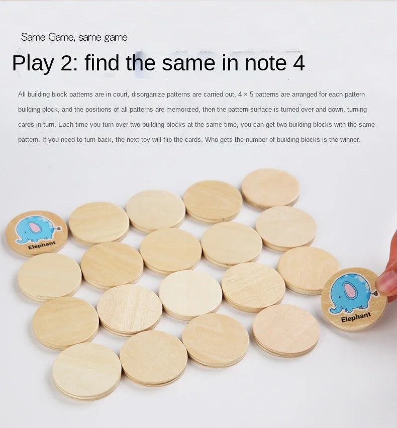 Wooden Memory Matching Pattern Puzzle Game for Kids Learning Fun