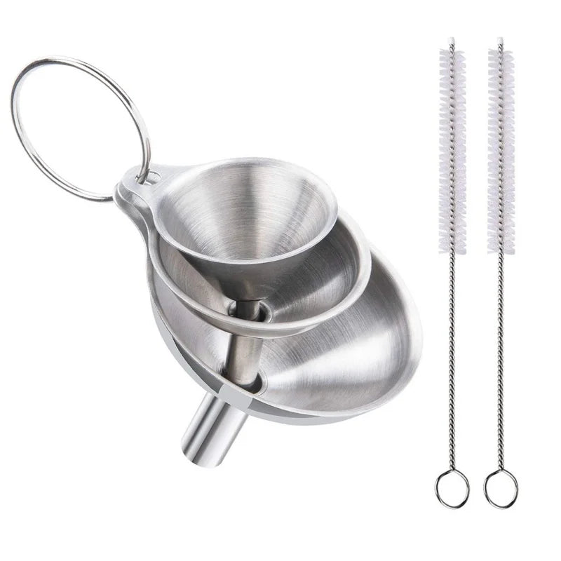 3–5 Pcs Stainless Steel Kitchen Funnel Set – Food Grade Bottle Filling & Spice Transfer Tool