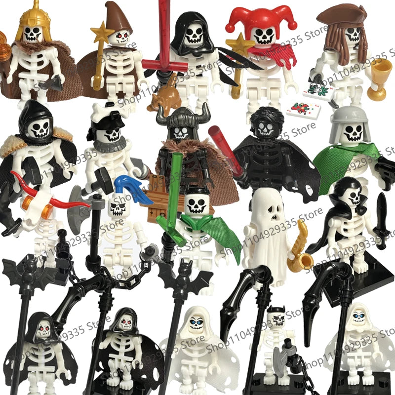 Halloween Scene Building Blocks Skeletons Ghosts Army King Assembled Charactesrs Figures DIY Accessories Bricks Toys Kids Gifts