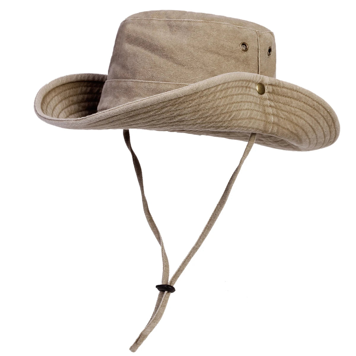 Men's Washed Wide Brim Bucket Hat for Outdoor Sun Protection