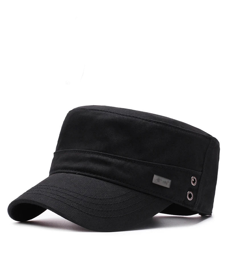 Four Seasons Flat Top Hat Men'S Simple Cotton Peaked Hat Fashion Baseball Cap Casual Cap, Commuter Sunshade Hat