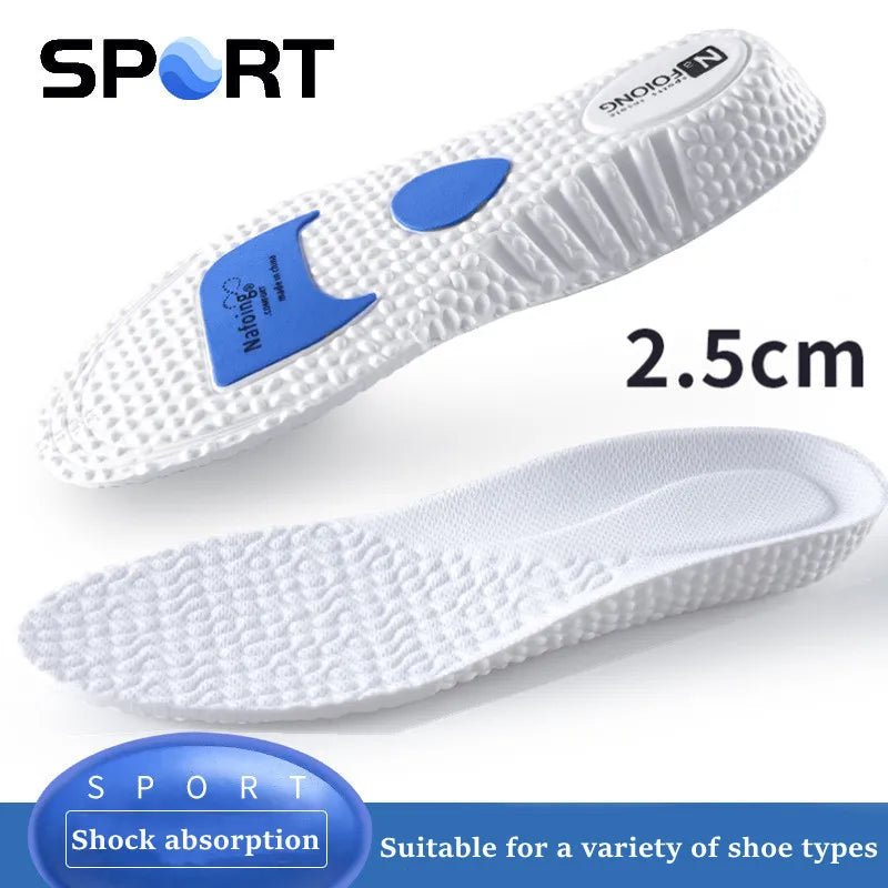 1Pair Height Increase Insoles for Feet PU Memory Foam Shoes Pad Breathable Orthopedic Heel Lift Insole for Sport Running Care