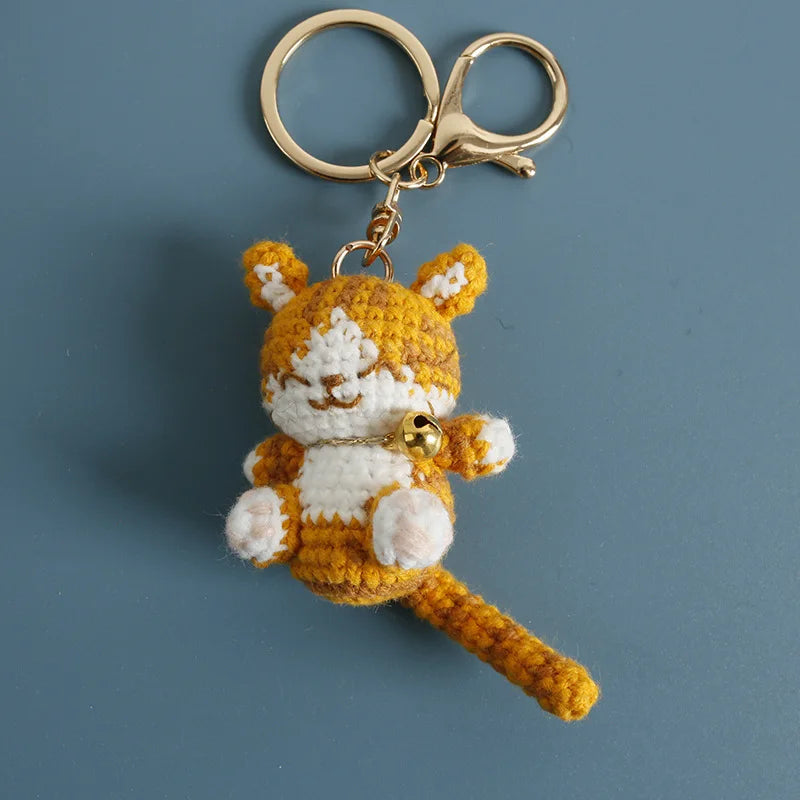 Cute Crochet Kitten Keychain Smiling Cat Bag Charm