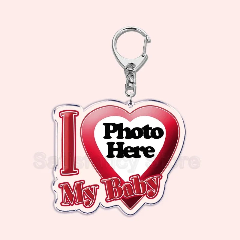 Custom Text I Love My Boyfriend Girlfriend Keychains Key Chain Photo Wife Hot Mom Dad King Queen Idol Baby Family Keychains Gift