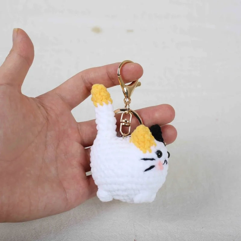 Cute Crochet Kitten Keychain Smiling Cat Bag Charm