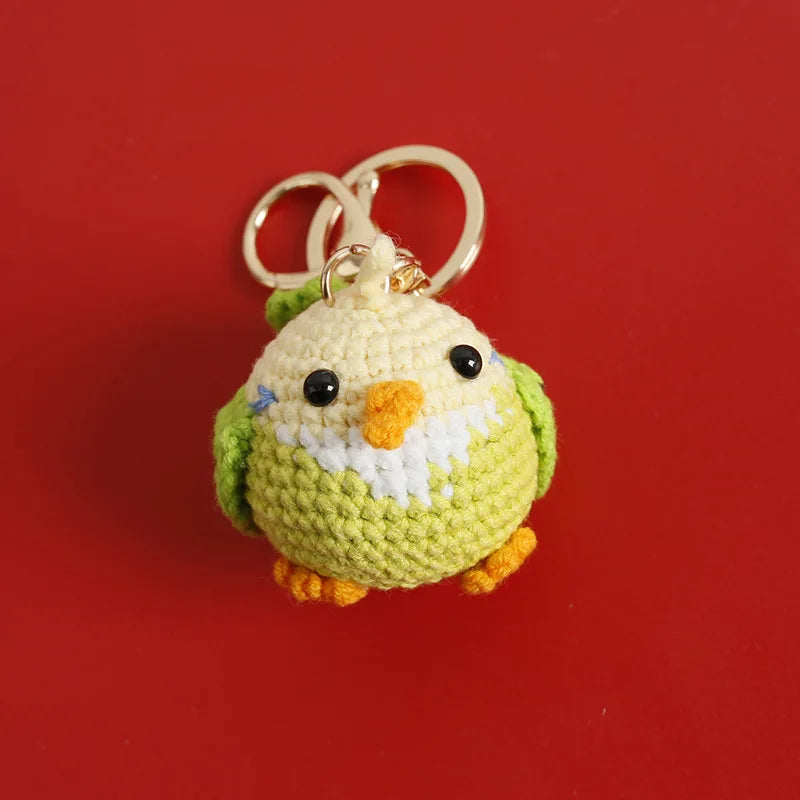 Cute Crochet Parrot Keychain Handmade Bird Bag Charm