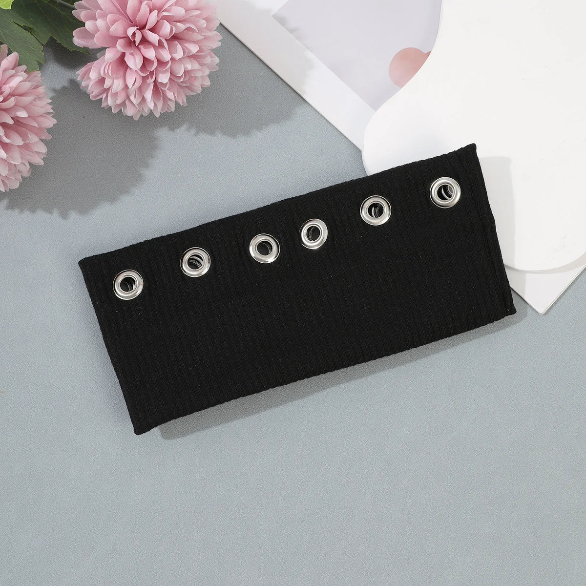 Punk Wide Elastic Eyelet Headband for Women